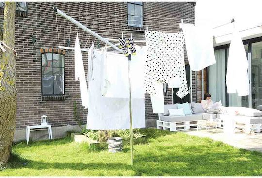 Brabantia Topspinner Folding Floor Clothes Drying Rack for Garden Metallic with Hanging Length 50m