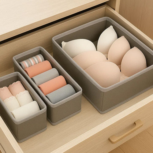 Fabric Storage Case for Underwear / Socks in Gray Color 6pcs
