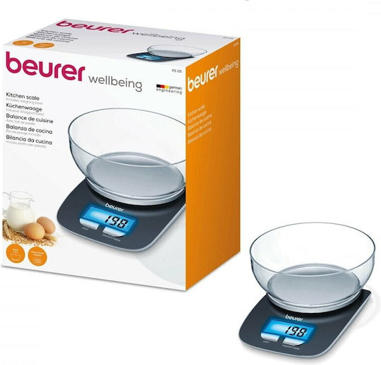 Beurer KS 25 Ψηφιακή Ζυγαριά Κουζίνας με Κάδο έως 3kg Μπλε
