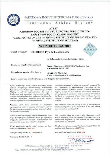 Kratki BIO-DECO BioethaNol 1Es