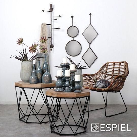 Espiel Αντικέ Κρεμάστρα Τοίχου Μεταλλική 3 Θέσεων Καφέ 46x4.5x16cm