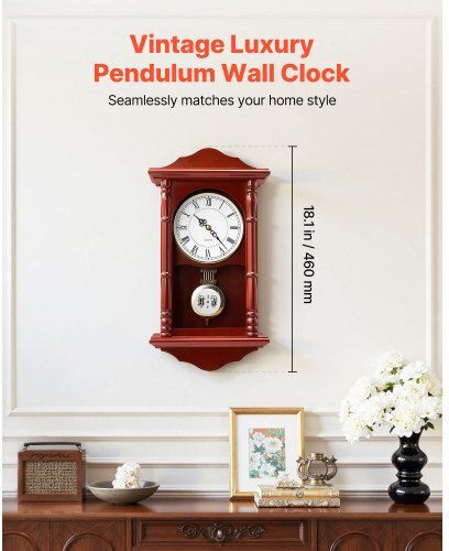 Vevor Antique Wall Clock With Pendulum Brown 18x24cm Vevor Antique Wall Clock With Pendulum Brown 18x24cm