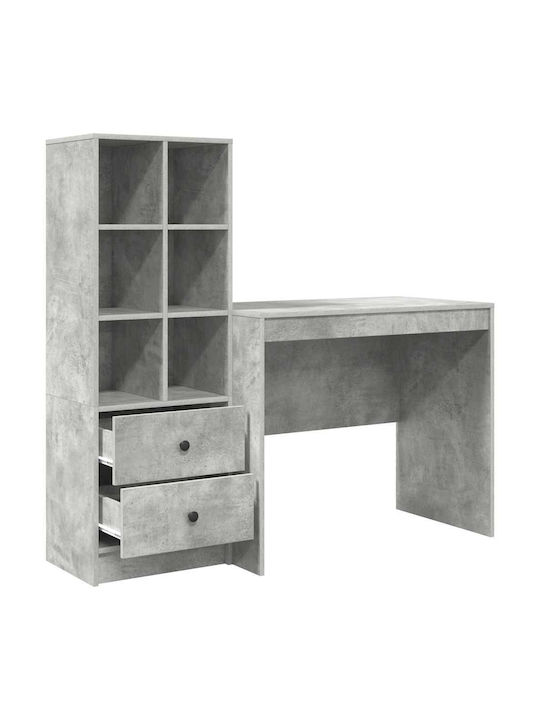 Kids Desk with Library made of Melamine Gray 90x50x76cm