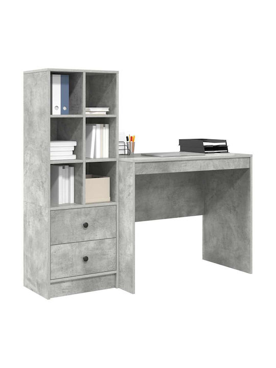 Kids Desk with Library made of Melamine Gray 90x50x76cm