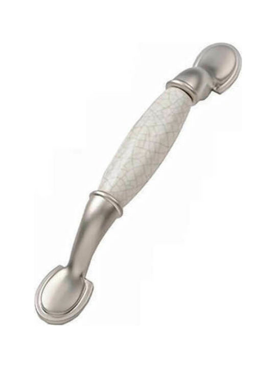 Roline 521 Antique Handle Furniture made of Porcelain & Metallic Nickel Satinet Crackelet 150mm (Center Distance 96mm) 521 1pcs