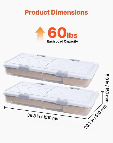 Vevor Storage Case For Clothes in Gray Color 101.092x51.054x14.986cm 2pcs