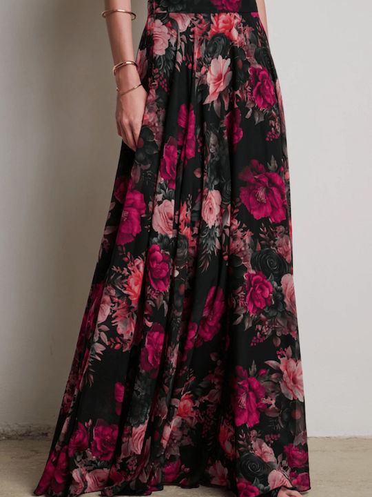 Hoch tailliert Maxi Rock Blumen Mehrfarbig