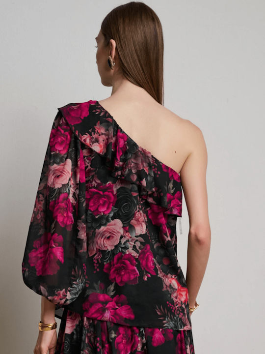 Hoch tailliert Maxi Rock Blumen Mehrfarbig