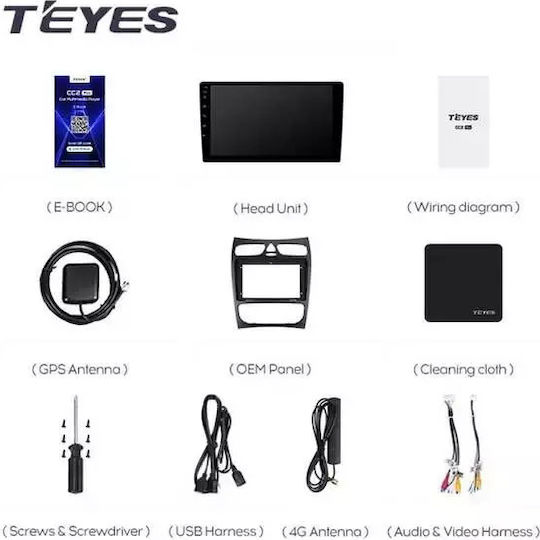 Teyes Cc3 2k 360° Navigație Auto Mercedes-Benz Cl C209 2004-2011 6+128GB 9.5" QLED Octa-Core 2GHz Android 4G Bluetooth 5.1 DSP