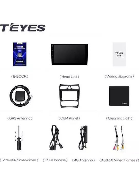 Teyes Cc3 2k Navigație Auto Mercedes-Benz Cl C209 2004-2011 3+32GB 9.5" QLED Octa-Core 2GHz Android 4G Bluetooth 5.1 DSP