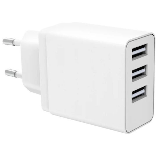 GoGEN Φορτιστής Χωρίς Καλώδιο με 3 Θύρες USB-A 15.5W Λευκός (ACH 301)