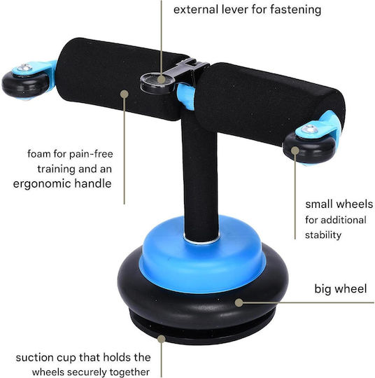 Powrx Double Multifunctional Ab Wheel Abs Push-ups Stainless Steel Blue