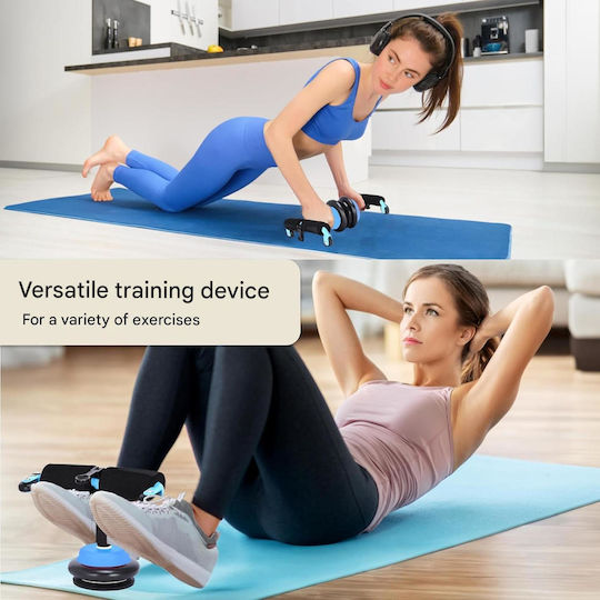 Powrx Double Multifunctional Ab Wheel Abs Push-ups Stainless Steel Blue