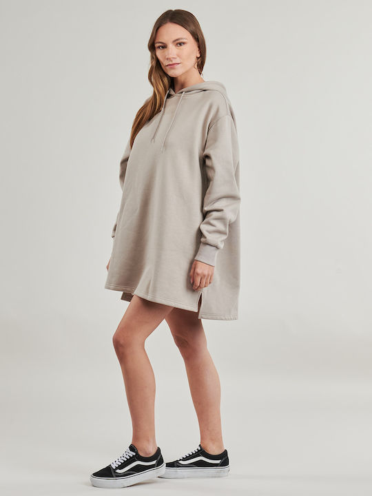 Mini Athletic Dress with Hood Beige