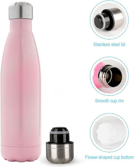 Koupakoupa Labubu Kids Water Bottle Thermos Lilo & Stitch Stainless Steel with Screw Cap Non Spill Pink 500ml