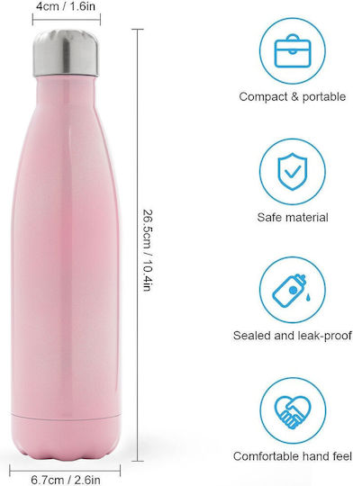 Koupakoupa Labubu Kids Water Bottle Thermos Lilo & Stitch Stainless Steel with Screw Cap Non Spill Pink 500ml