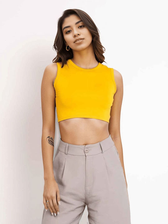 Women's Crop Top Sleeveless Yellow