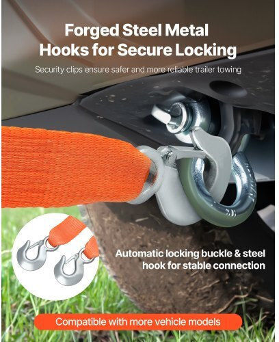 Vevor Car Towing Rope with Towing Capacity up to 7.7 Tons in Orange Colour