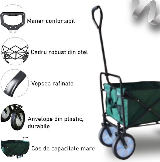 Coș De Gunoi Și Pliabil Căruță De Grădină Metalică 70lt 113cm