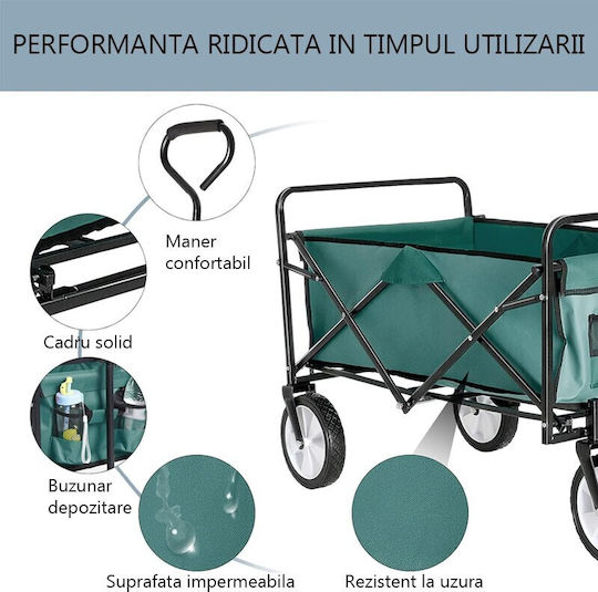 Coș De Gunoi Și Pliabil Căruță De Grădină Metalică 70lt 113cm