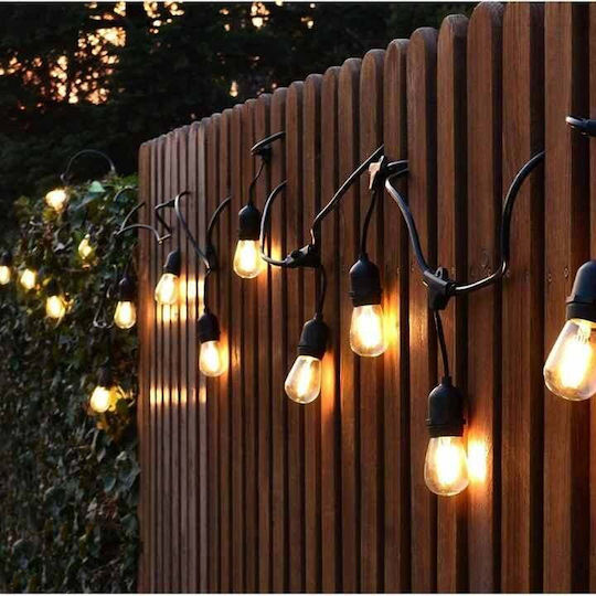 Suspendata Lampă Solară Ghirlande 30W 1200lm Alb Cald cu Senzor de Mișcare și Fotocelulă IP65