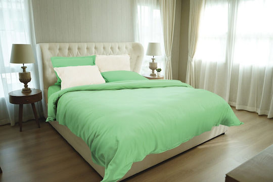 Green Future Σετ Παπλωματοθήκη 200x220cm Διπλή με 4 Μαξιλαροθήκες & 1 Σεντόνι Green/Ivory