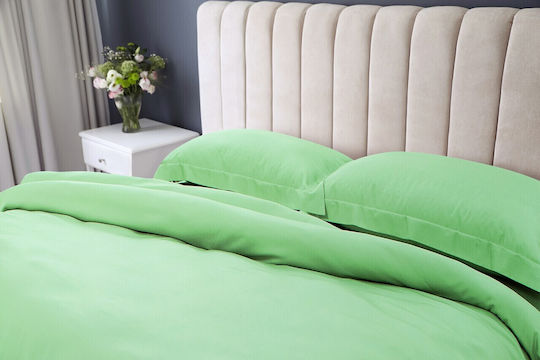 Green Future Σετ Παπλωματοθήκη 200x220cm Διπλή με 4 Μαξιλαροθήκες & 1 Σεντόνι Green/Ivory