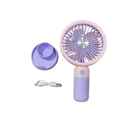 Handheld Fan Mobile Phone Holder USB Charging On Off Button 3 Speeds Purple
