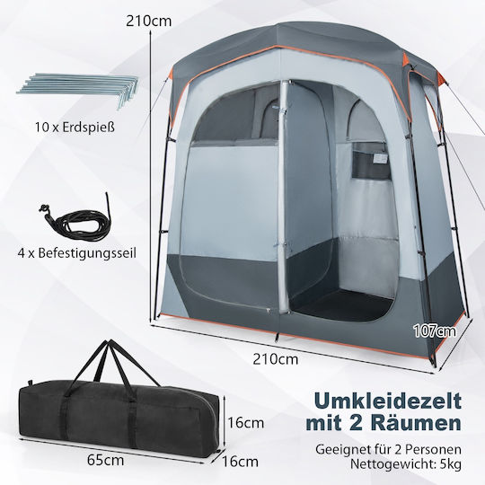 Costway Σκηνή Camping Τουαλέτας Ασημί