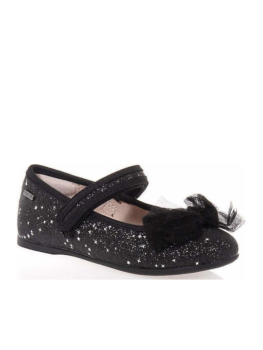 Kids Anatomic Ballerinas with Hoop & Loop Closure Black