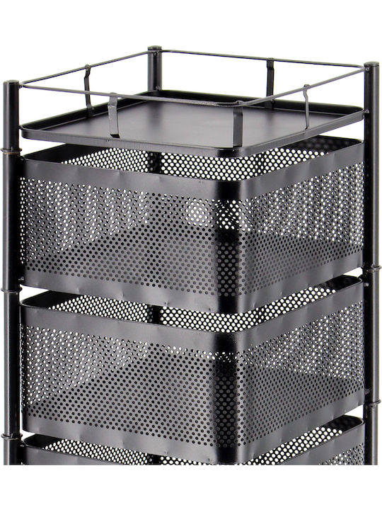 Keskor Metallic Kitchen Trolley 5 Tiers Black 26x26x93cm