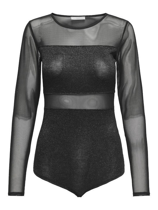Transparenz Damen-Bodysuit Schwarz
