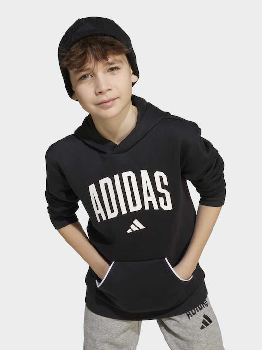 Kids Sweatshirt with Hood and Pockets Black Essentials