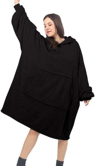 Pătură Polar Fleece Cu Mâneci 79x118cm Negru