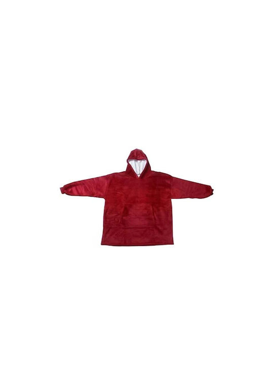 Κουβέρτα Βελουτέ με Μανίκια 80x100εκ. Red/white