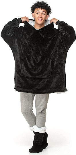 Pătură Polar Fleece Cu Mâneci 90x75cm Neagră
