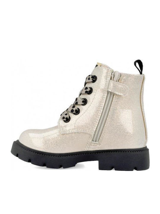 Anatomical Leather Kids Boots with Zipper Beige