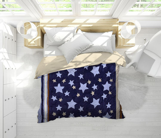 Alcam Stars Fleece Κουβερλί Διπλό Μπλε 200x220cm