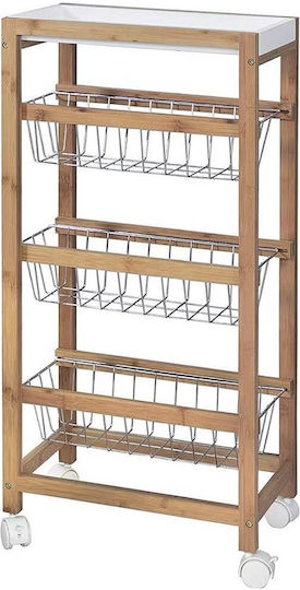 Bakaji Τρόλεϊ Κουζίνας Ξύλινο 4 Θέσεων Λευκό 40x22x83cm