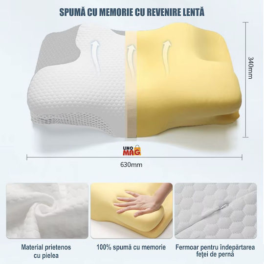 Linomag Pernă cu Memory Foam 34x60x13cm în culoare Alb
