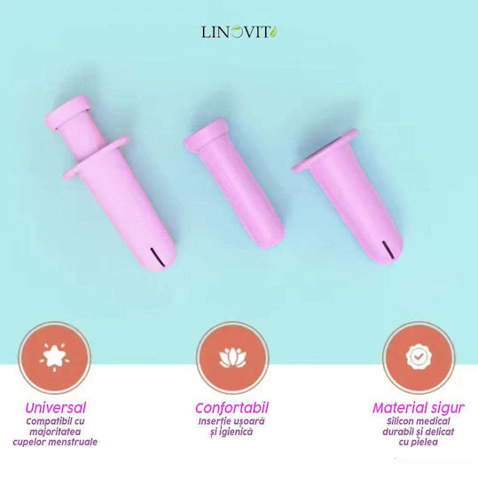 Aplicator Linovit Cupă Menstruală Silicon Medical Reutilizabilă Ușor de Folosit Compatibil Lubrifiant Design Compact Igienic Roz