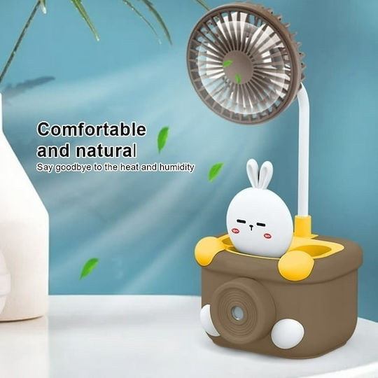 Desk Fan Pencil Holder Sharpener Funny Figurine Usb Charging Abs Brown