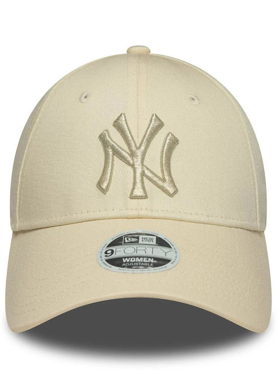 New Era New York Yankees Womens Mlb Metallic Logo 9forty Adjustable Cap Cream