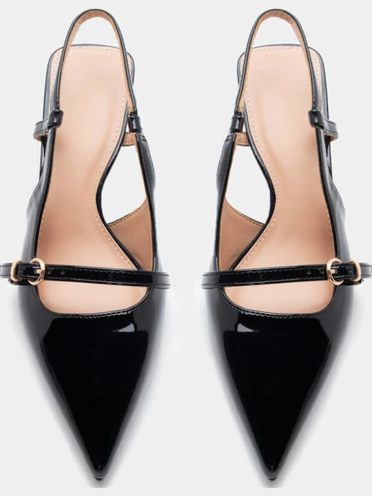 Pointed Toe Black Heels with Strap