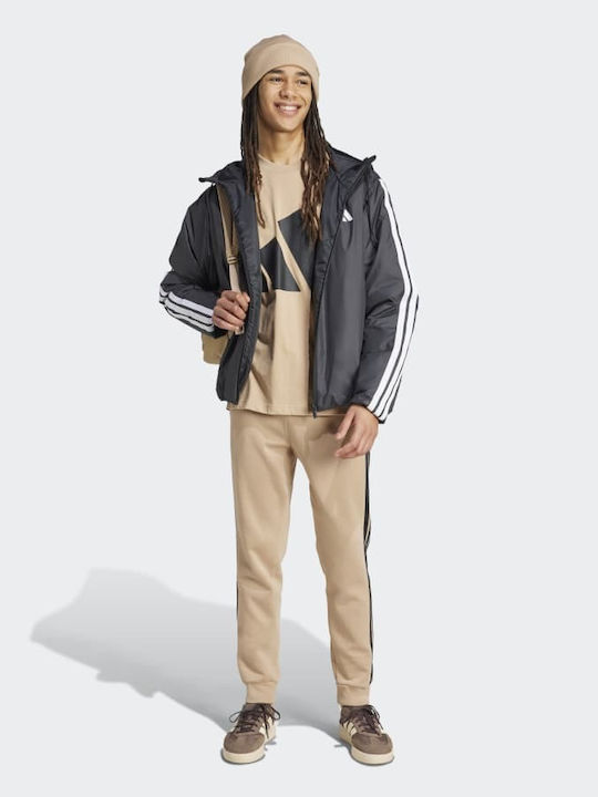 Essentials 3-stripes Παντελόνι Φόρμας με Λάστιχο Sandy Brown, Black