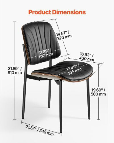 Dining Room Artificial Leather Chair Black 2pcs