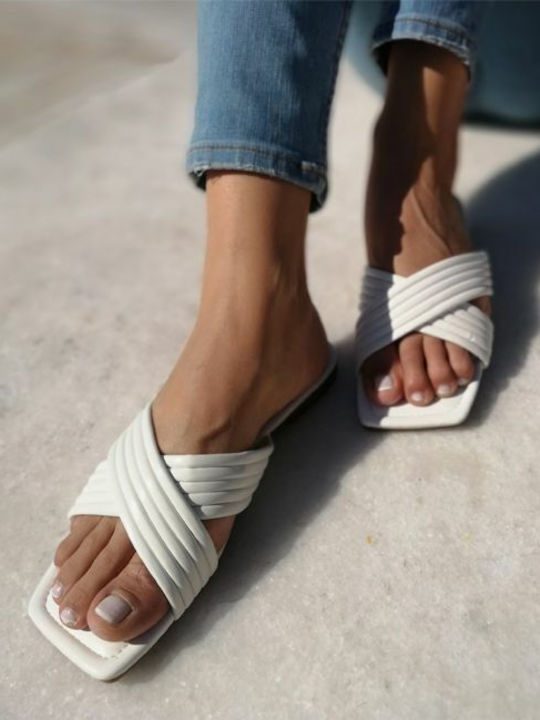 Sandale Casual Damă Albe