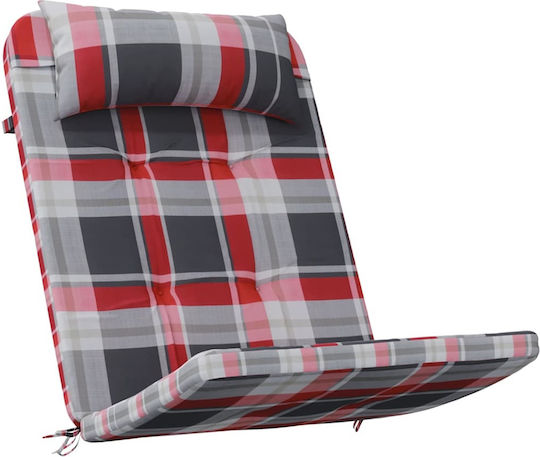 vidaXL Garden Chair Cushions with Backrest Red Checkered 2 Pieces 58x77cm