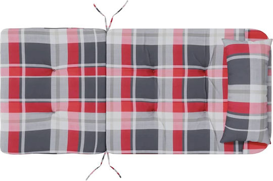 vidaXL Garden Chair Cushions with Backrest Red Checkered 2 Pieces 58x77cm