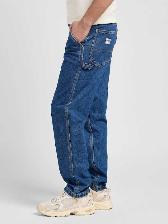 Pantalon De Blugi Pentru Bărbați Carpenter Cu Fit Relaxed Tapered Culoare Albastră
